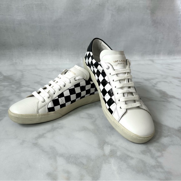 SAINT LAURENT Court Classic SL/06 California Low Top Checker Sneakers EU 40.5 - Picture 1 of 14